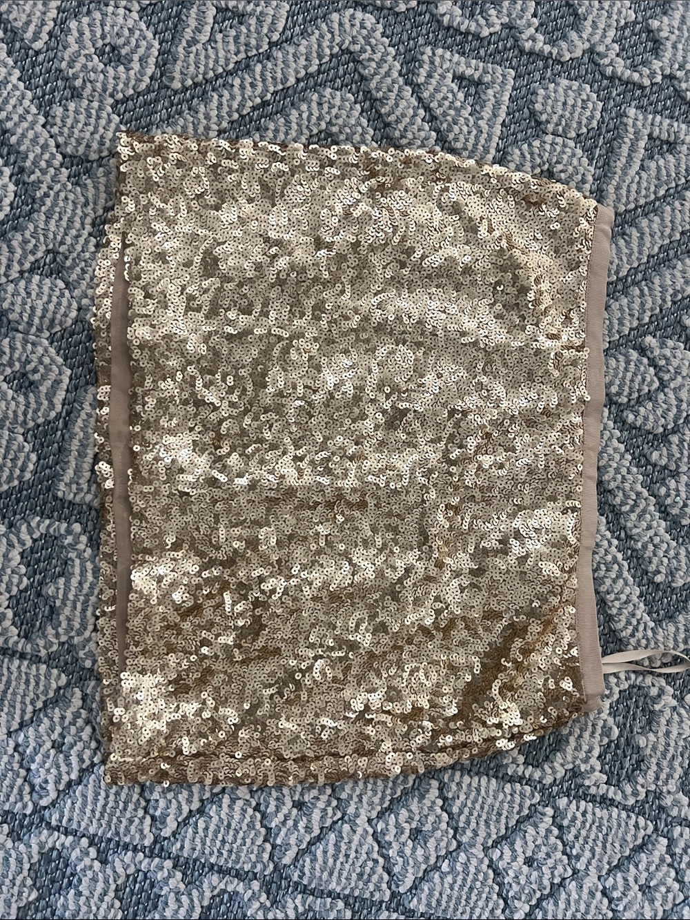 Gold Sequin Strapless Mini Skirt
